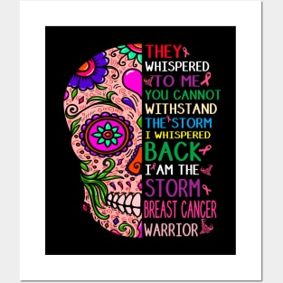 breast cancer skull warrior i am the storm Posters and Art